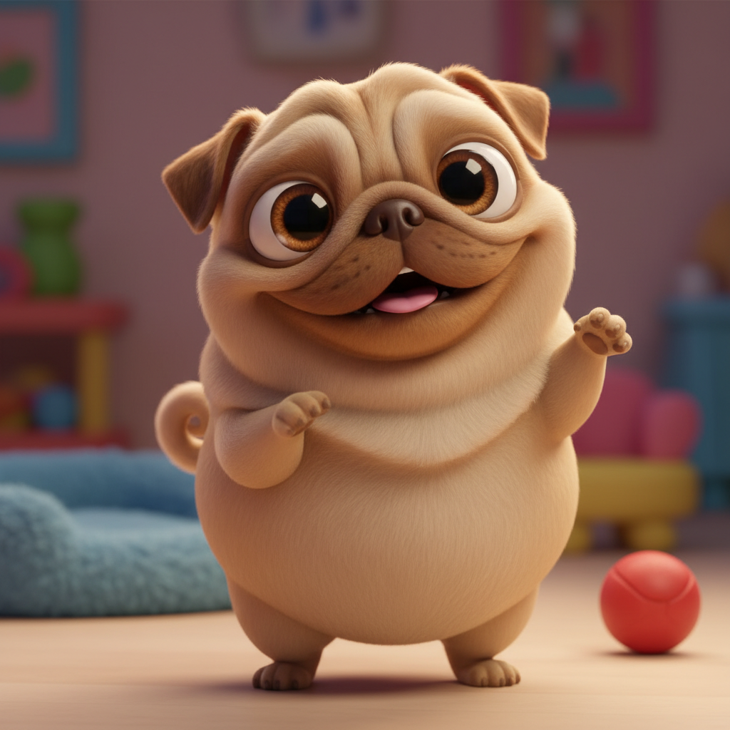 Pixar Style portrait of Pug