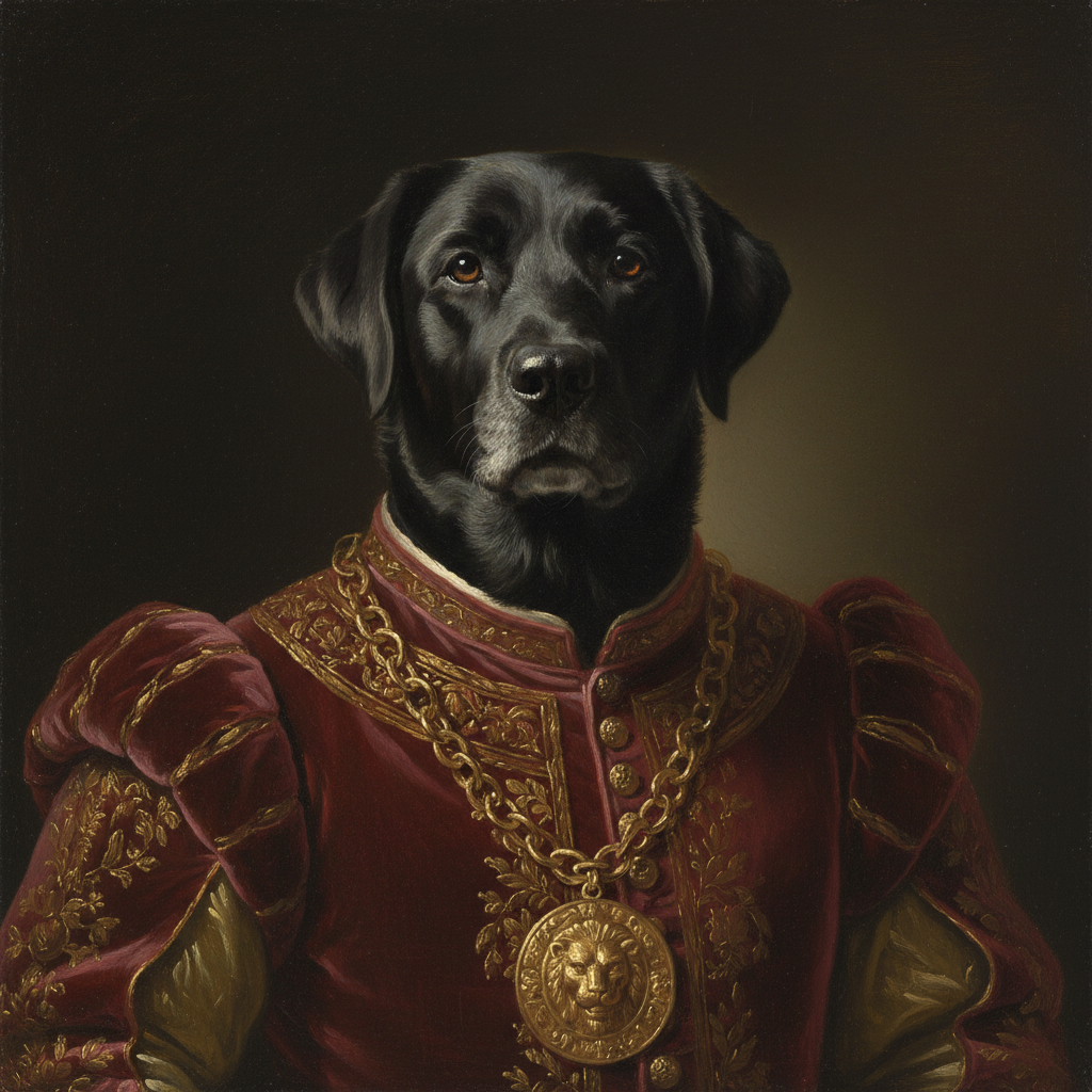 Renaissance portrait of Black Labrador